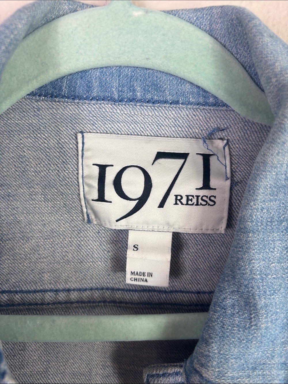 Reiss Blue Denim Cropped Jacket 1971 Style size Small - Picture 5 of 11